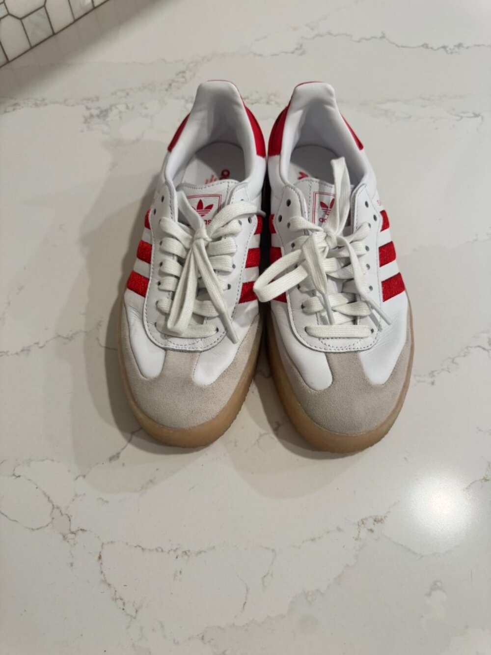 Adidas Sambae | Cloud White / Red | Size 6.5 - Picture 2 of 6